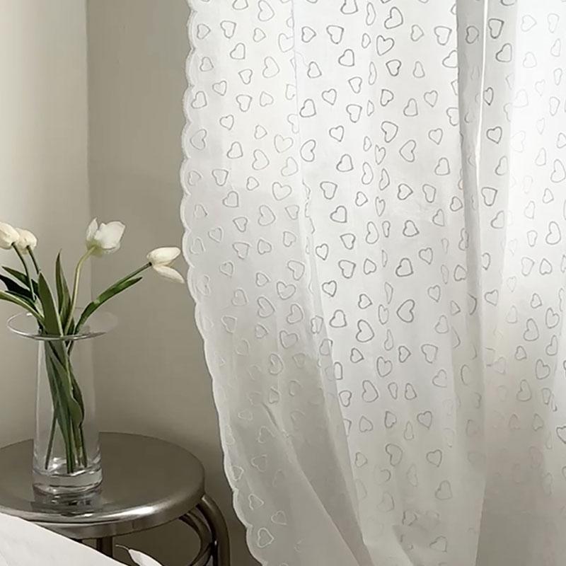 [커튼핫딜] 하트자수 스칼럽 커튼 기준사이즈: 130*150가로&세로 사이즈 다양