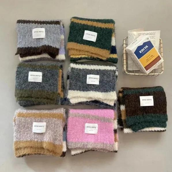 [당일출고]줄무늬 체크 울 니트 비비드 무지 목도리 머플러 스카프 데일리 포인트 남녀공용 줄무늬