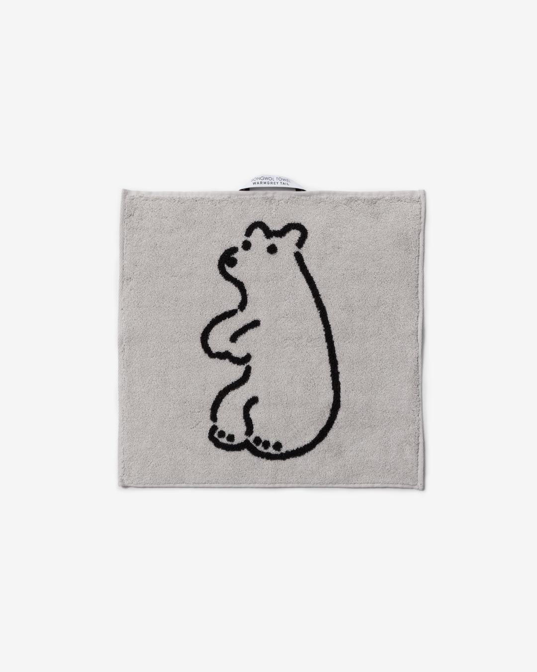 HUGGY BEAR HAND TOWEL - WARM GREY