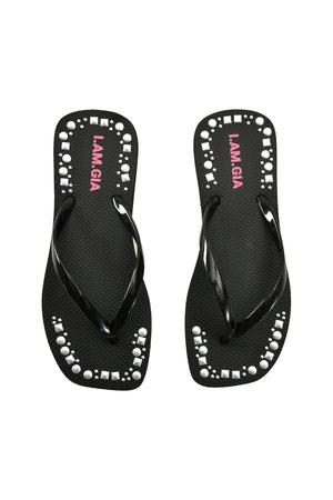 INKA STUDDED FLIP FLOP - BLACK