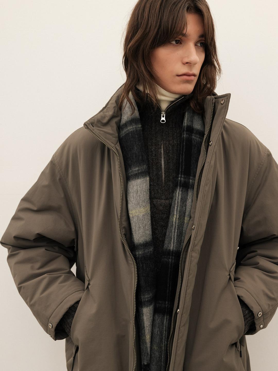 울 체크 머플러 - 라이트 그레이