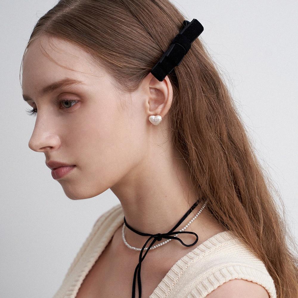 VELVET RIBBON HAIR PIN (2colors) AC230013