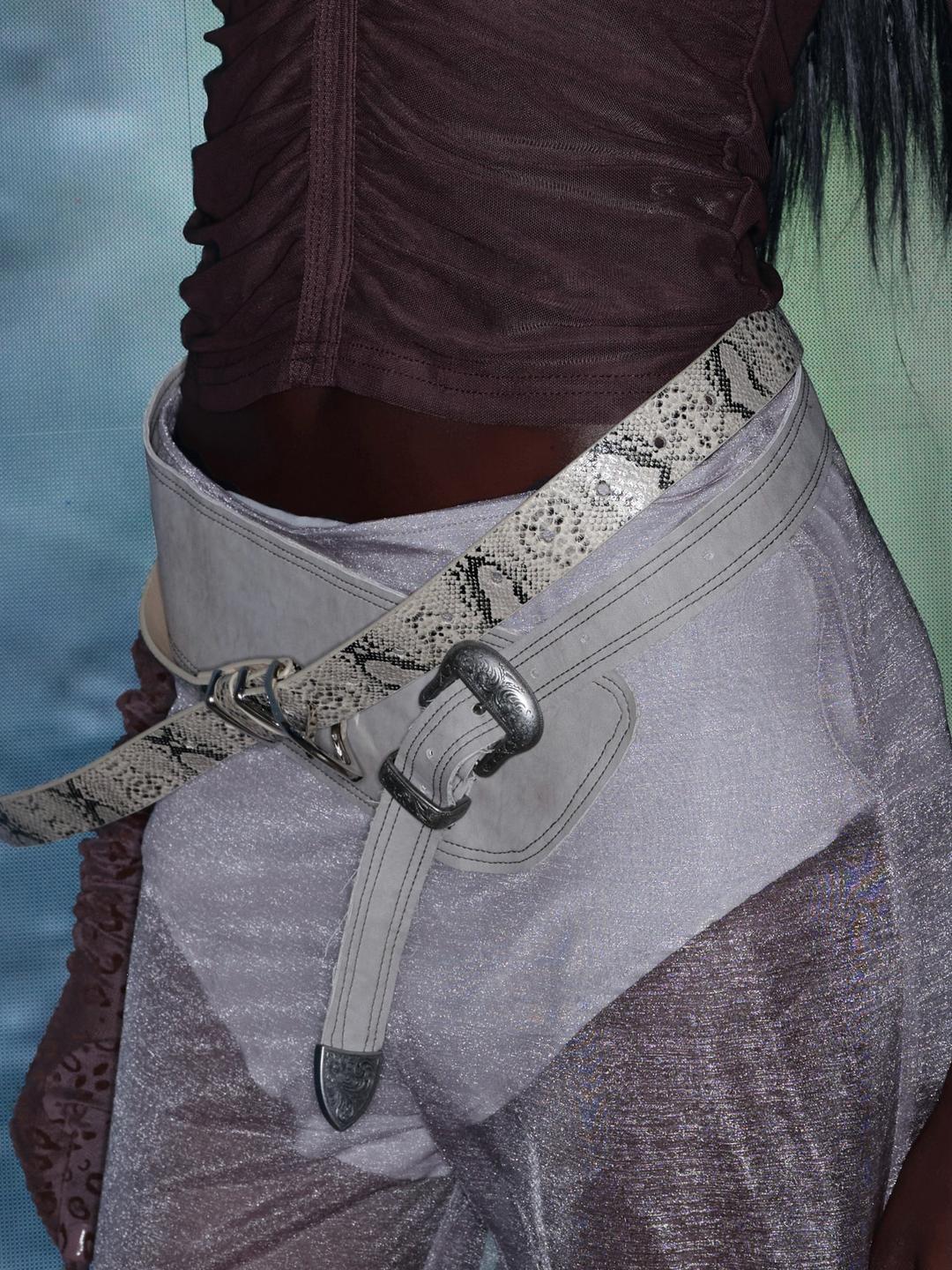 Classic Faux Snakeskin Print Belt