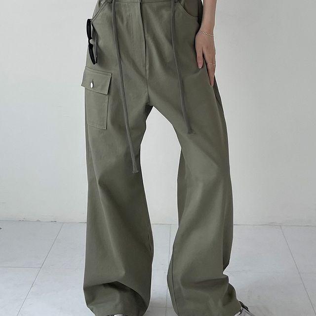 락 스트링 카고 팬츠