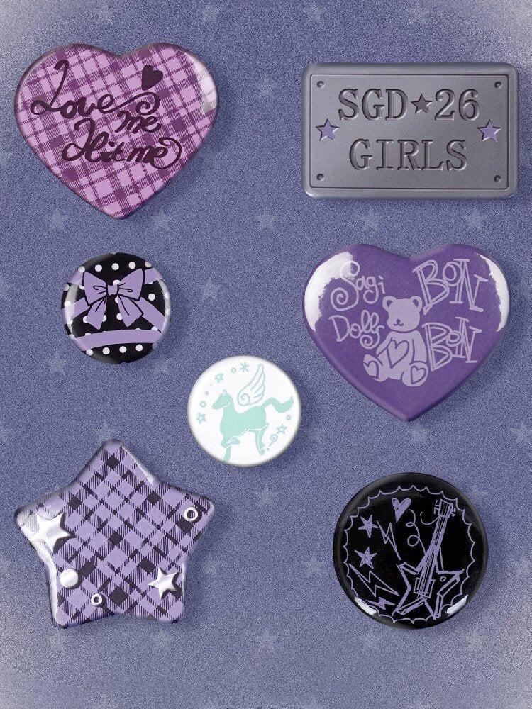 Black Purple Badge Set Brooch【s0000016643】
