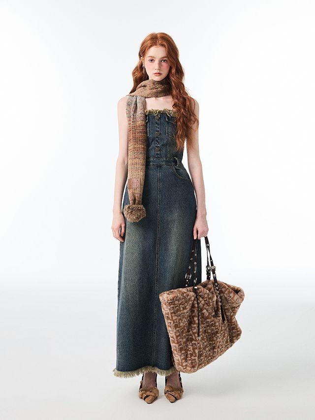 1JINNSTUDIO 빈티지 튜브탑 데님 원피스 (블루)