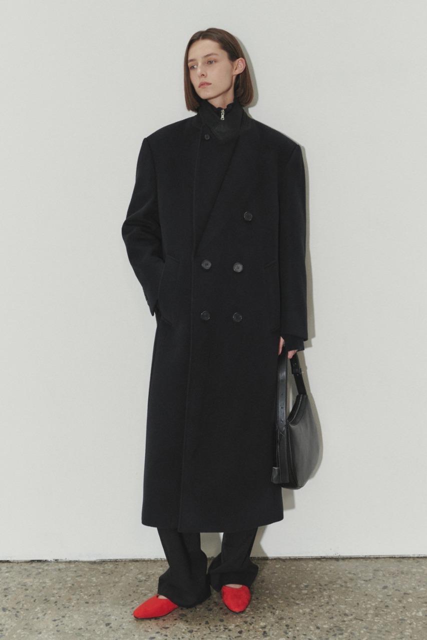 UNISEX MAXI DOUBLE-BREASTED CASHMERE COAT NAVY