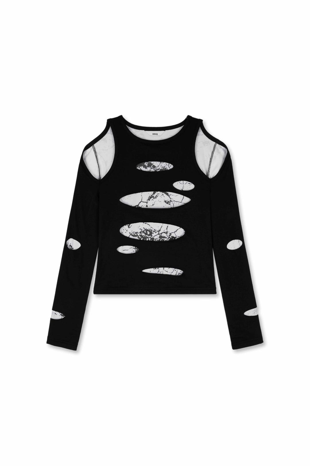 Crack Texture Printed Laser Cutting Top