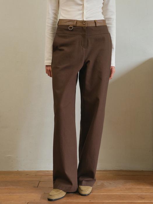 Auburn leather waist pants_Brown(O25-PT12)
