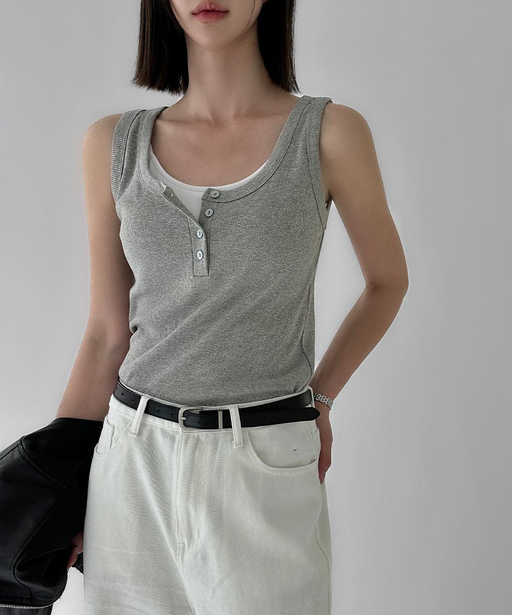 업타임 로튼 골지 버튼 나시