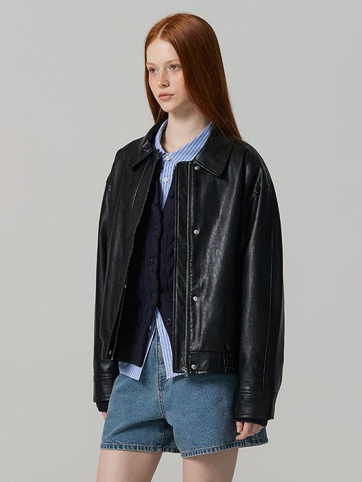 우먼 빈티지 레더 봄버 자켓 BOCJP892F