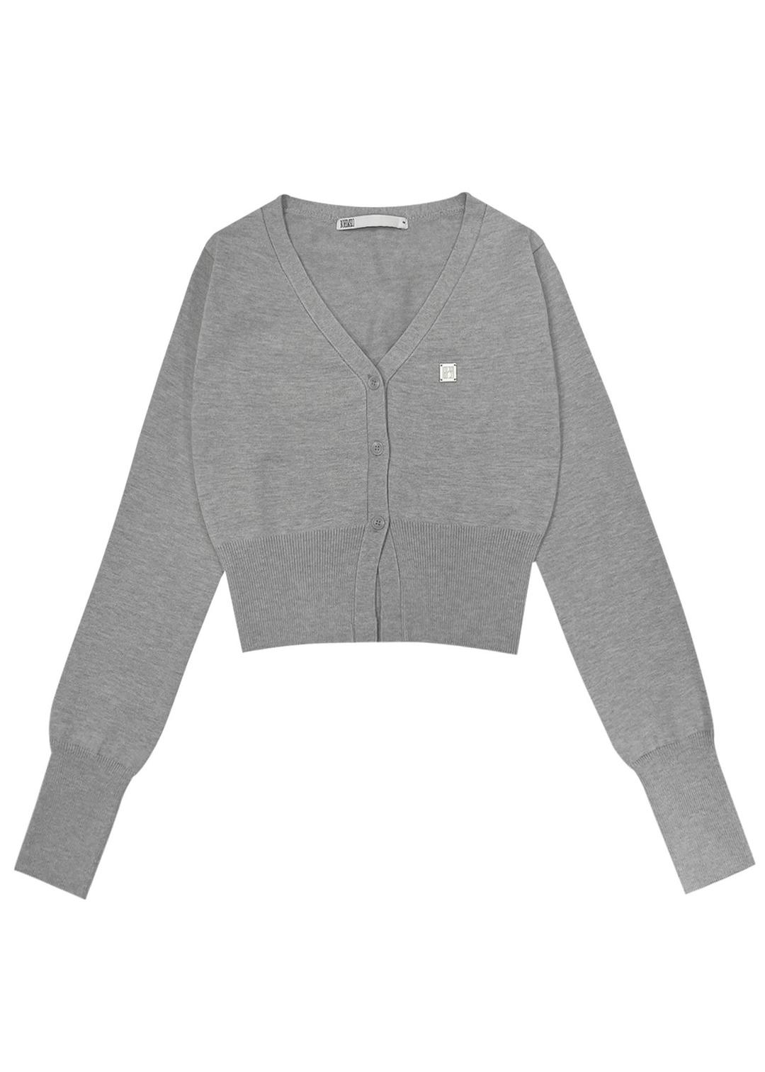 Y SYMBOL LONG SLEEVE CARDIGAN, GRAY