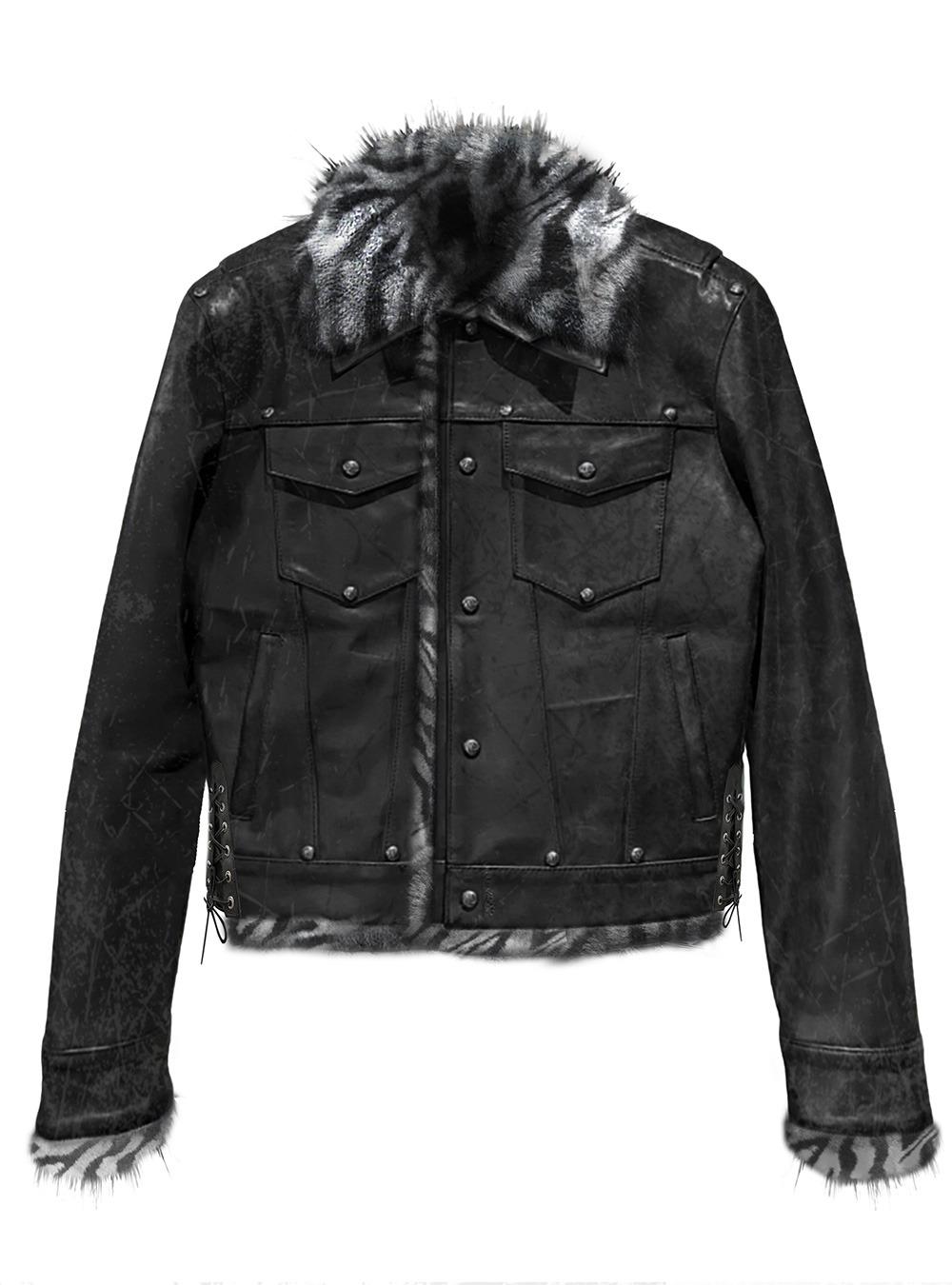 Faux Leather Fur Collar Jacket