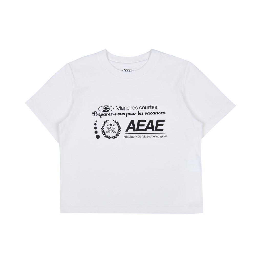 에이이에이이 aeae NEW LOGO CROP T-SHIRTS [WHITE]
