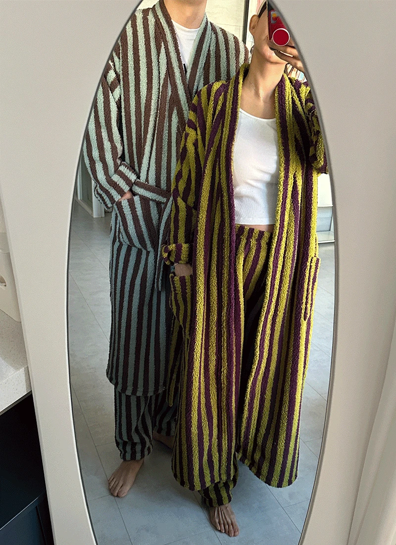 (커플할인)컴포트 로브 팬츠 세트 겨울 극세사 파자마