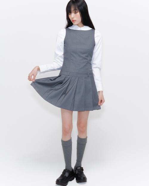 Pleats one piece CHARCOAL