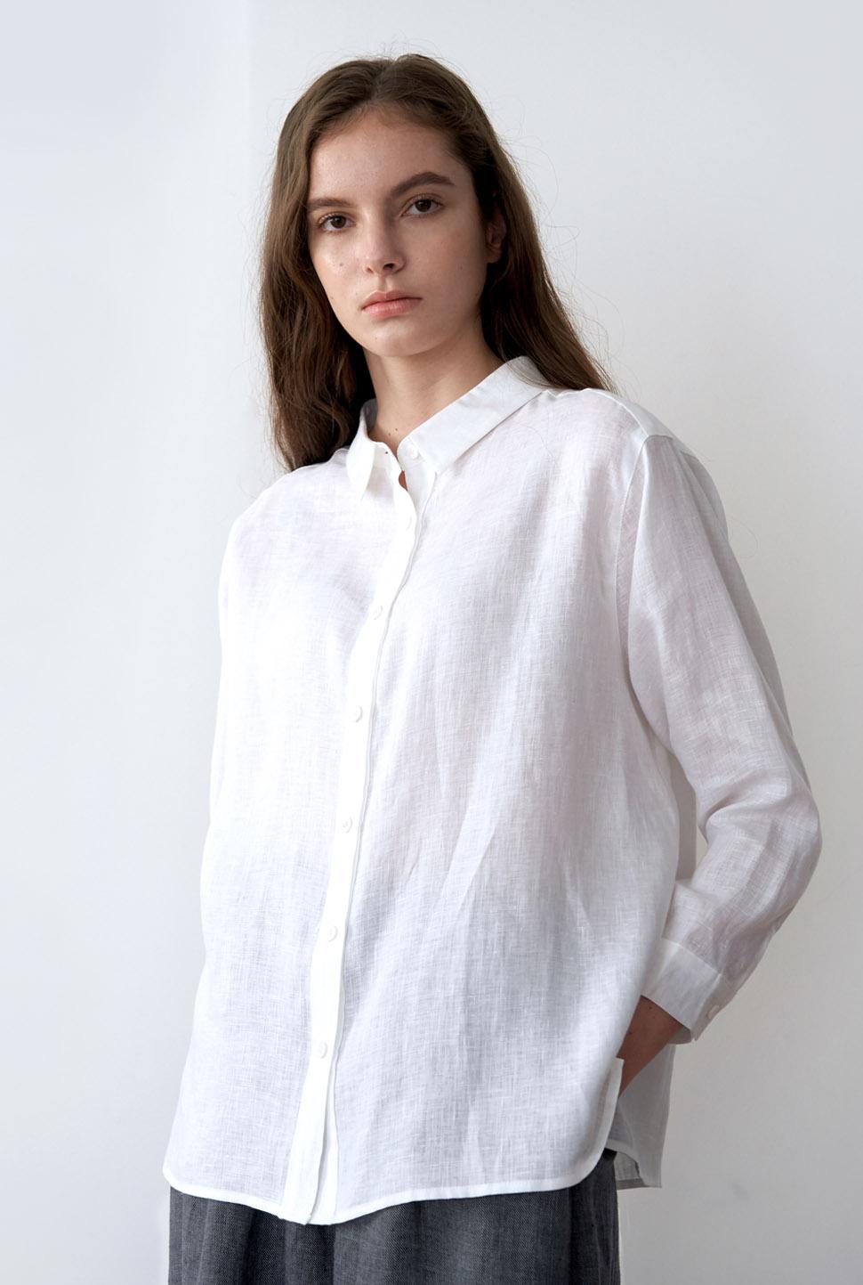 linen blouse-white