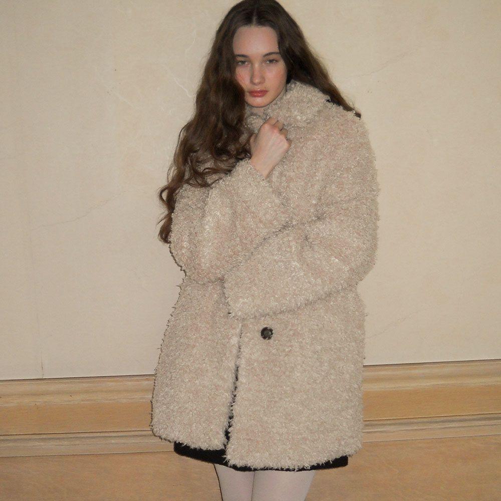 TEDDY BEAR LONG COAT - BEIGE