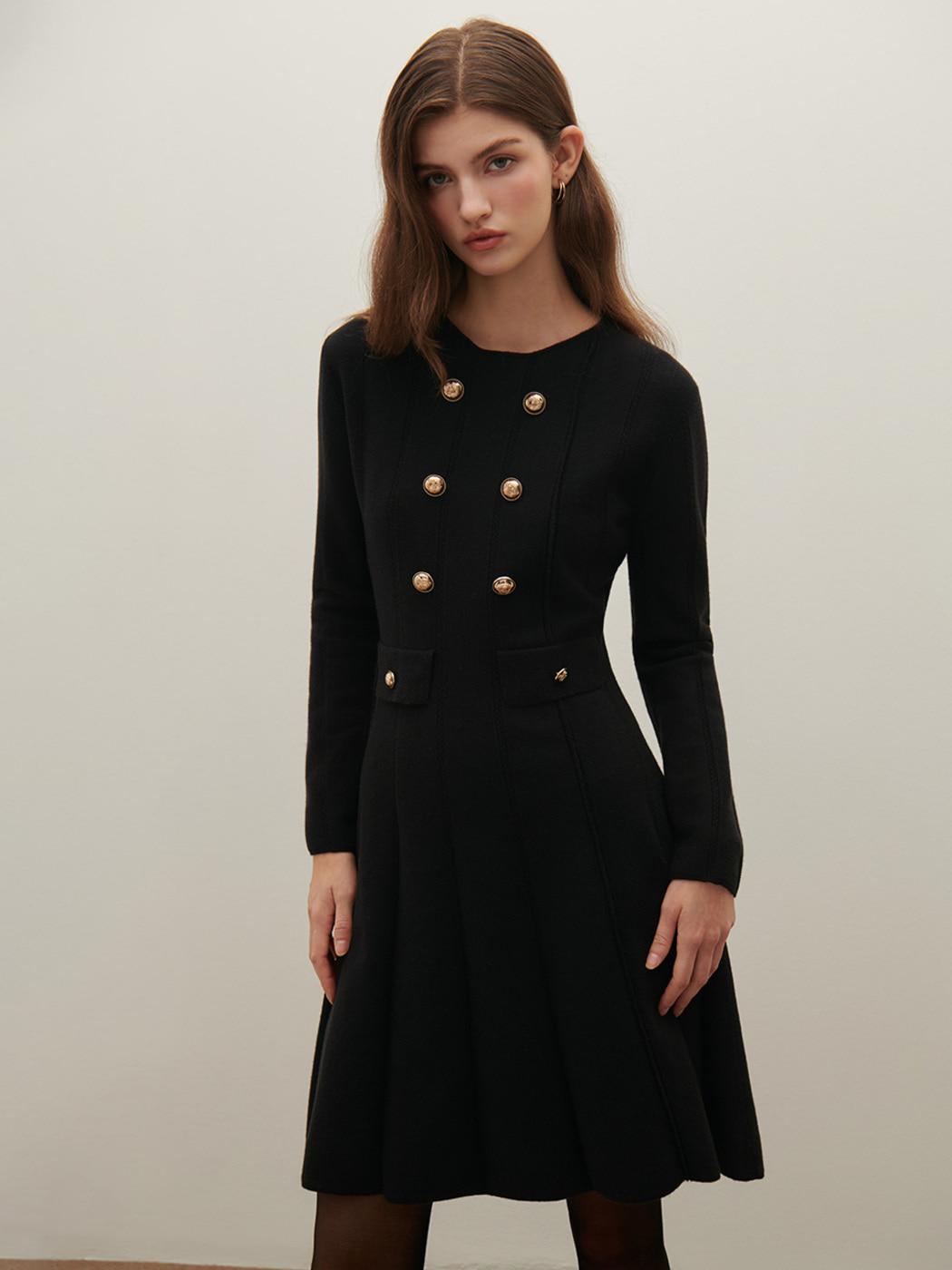 더블단추 플레어 원피스 S254B955