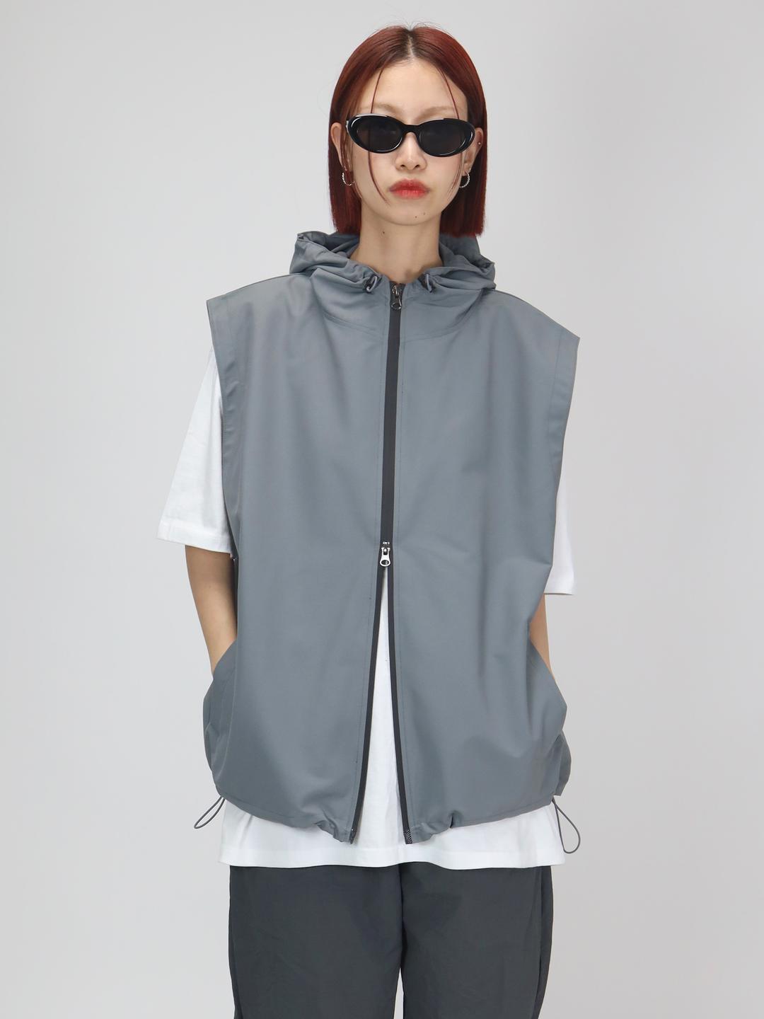 [UNISEX] 테크 나일론 오버핏 아노락 투웨이 지퍼 조끼