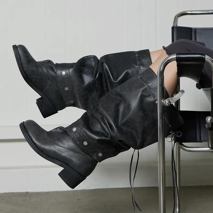 Heidi Button Boots / gray