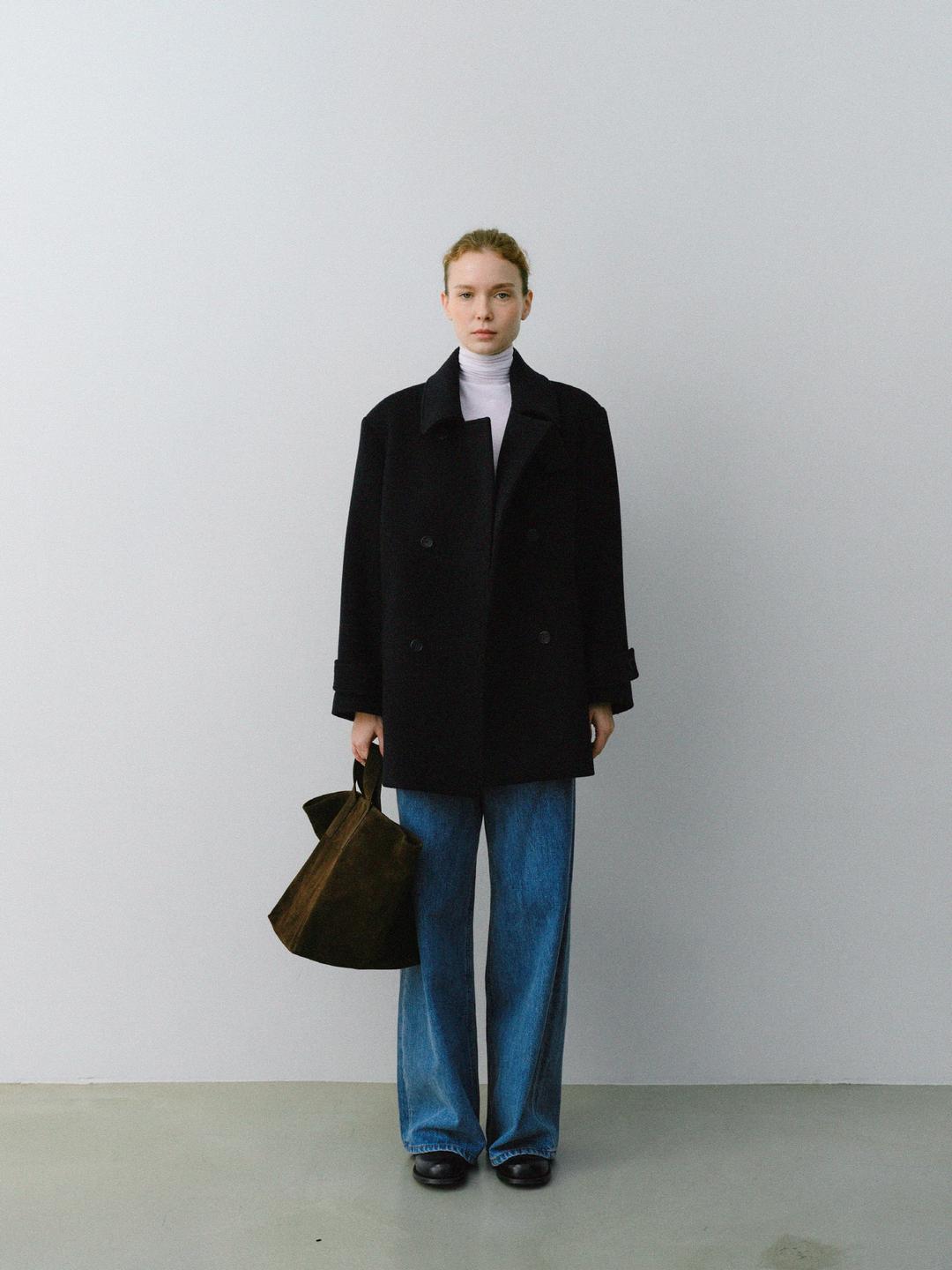 Clasic Half Wool Peacoat - Dark Navy