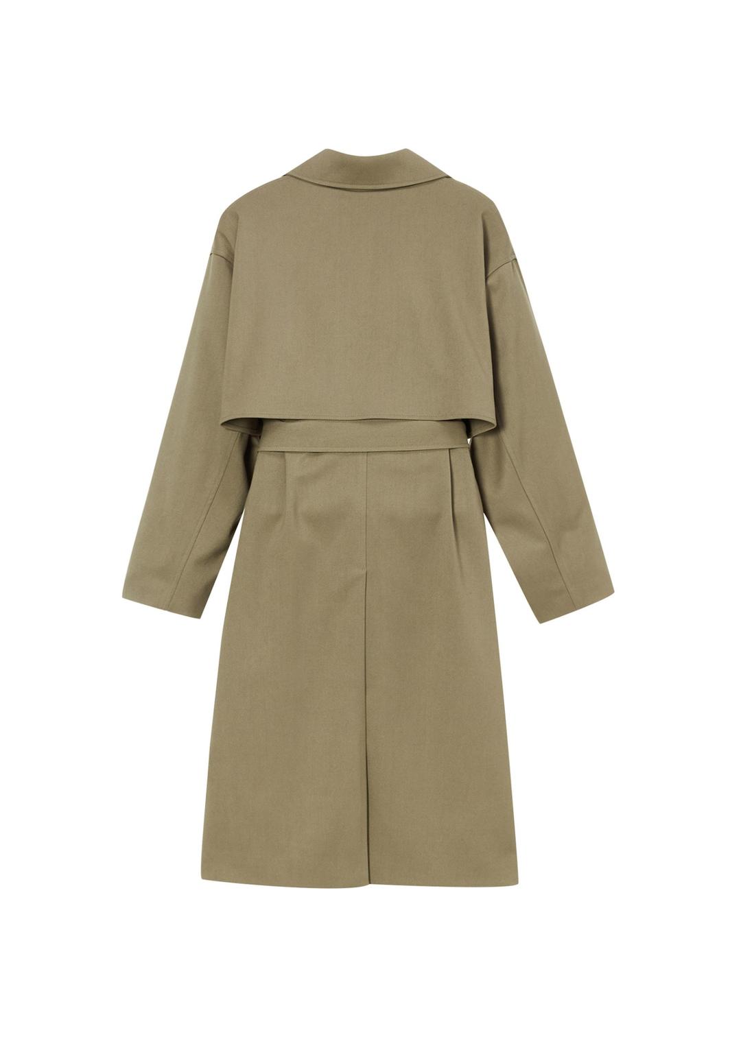 [W] HEAVY TWILL LONG TRENCH COAT