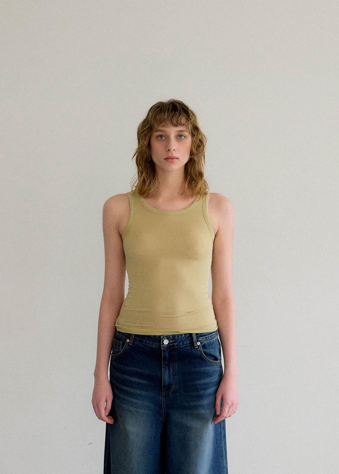 RELAX TENCEL SLIM FIT TANK TOP,LIME