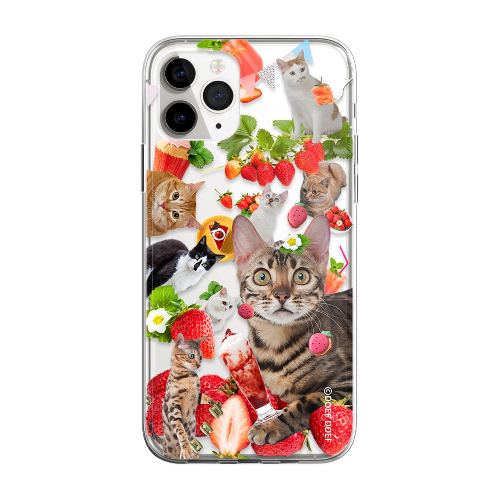 도프도프 Strawberry's party 아이폰 갤럭시 투명 하드 젤리 케이스 폰케이스 딸기