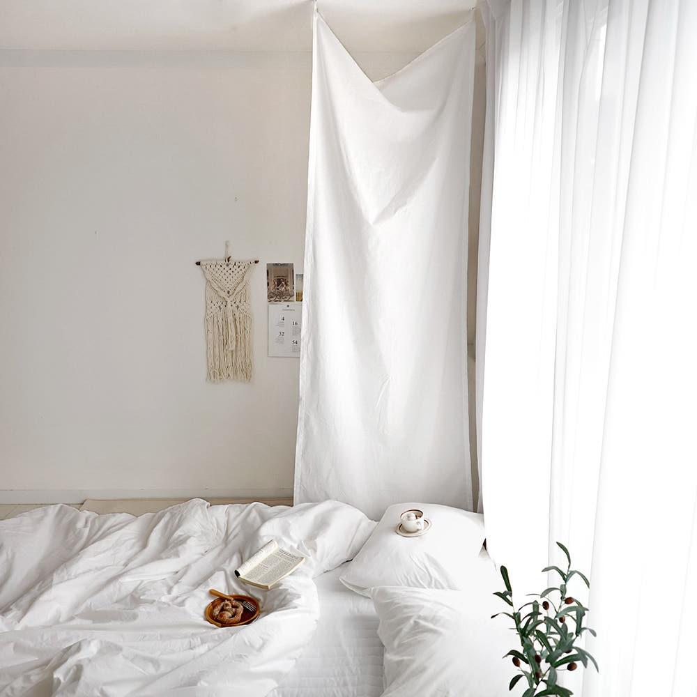 린 투 고리형 커튼 광목 패브릭 파티션 (2color/3size)