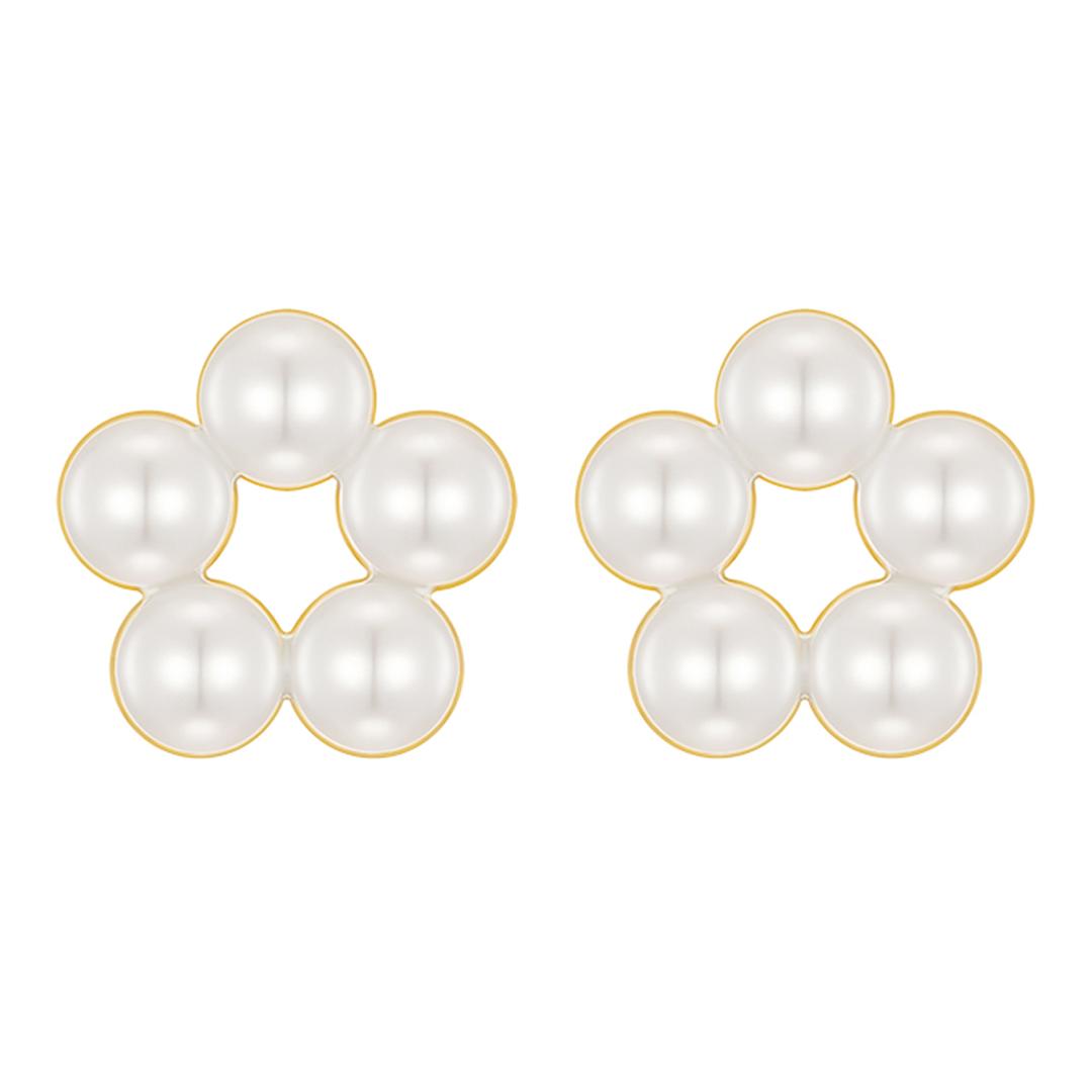 cute flower pearl earring : Gold