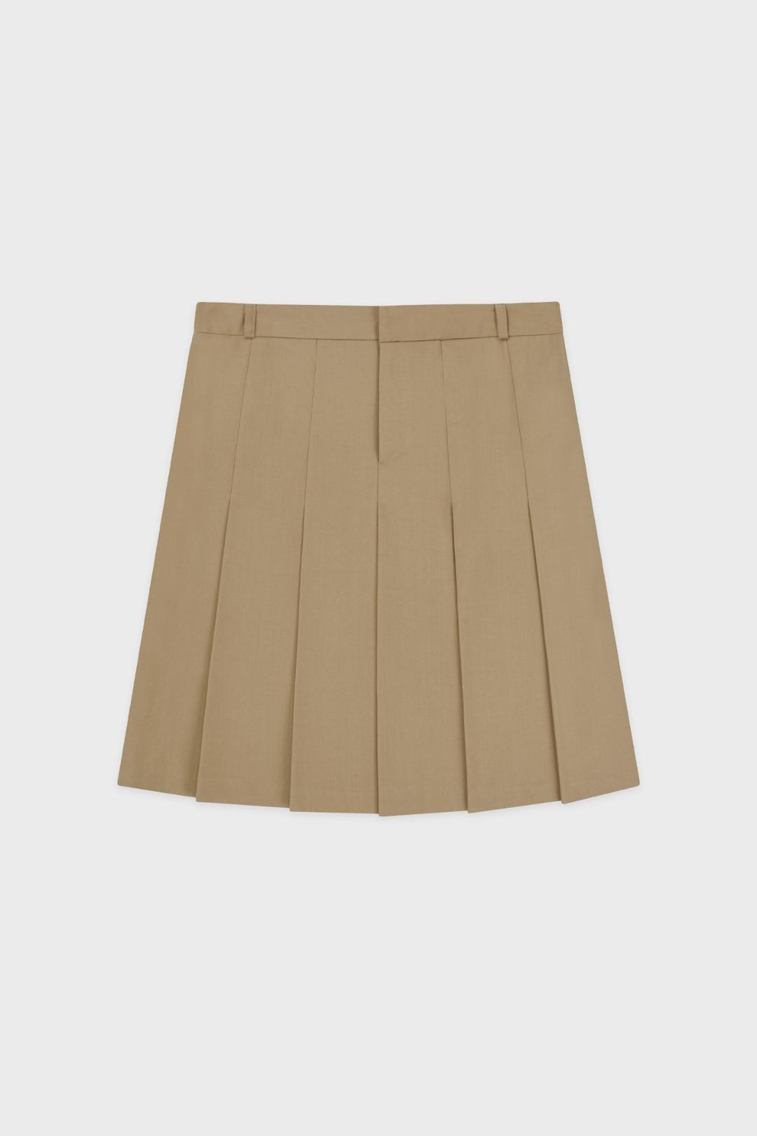 Sinoon Pleated Midi Skirt (Beige)
