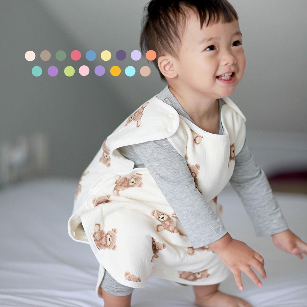 (0-7세) 2중 4중 6중 아기 유아동 사계절 거즈 수면조끼 아동잠옷