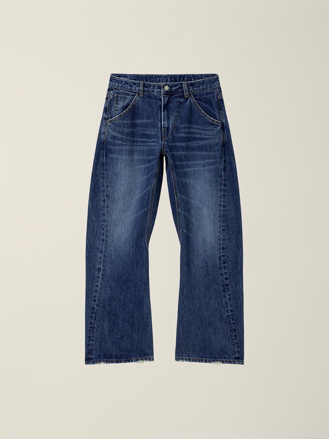 E02 BELTED ENGINEERED DENIM PANTS WASHED BLUE