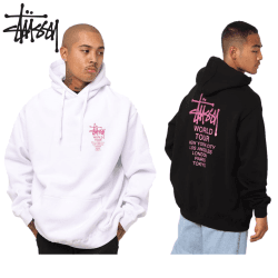 스투시 월드투어 후드티 블랙 화이트 Gradiant Tour Hoodie