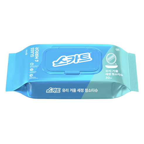 스카트 유리거울 세정청소티슈 30p, one size, 1개 - 밀대용패드/청소포 | 쿠팡