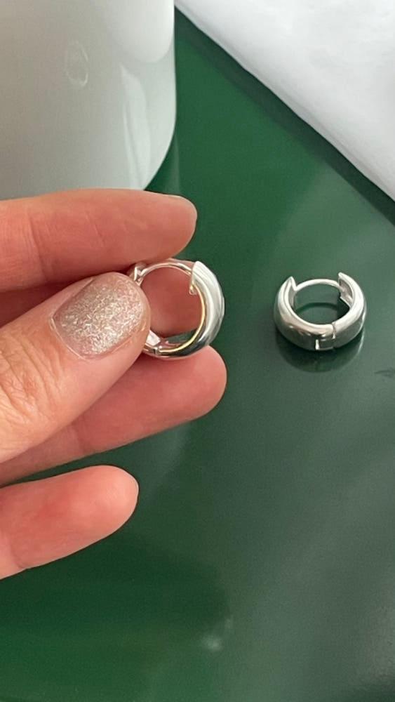 (당일배송)925 실버 16mm 볼드 원터치 기본 링 귀걸이
