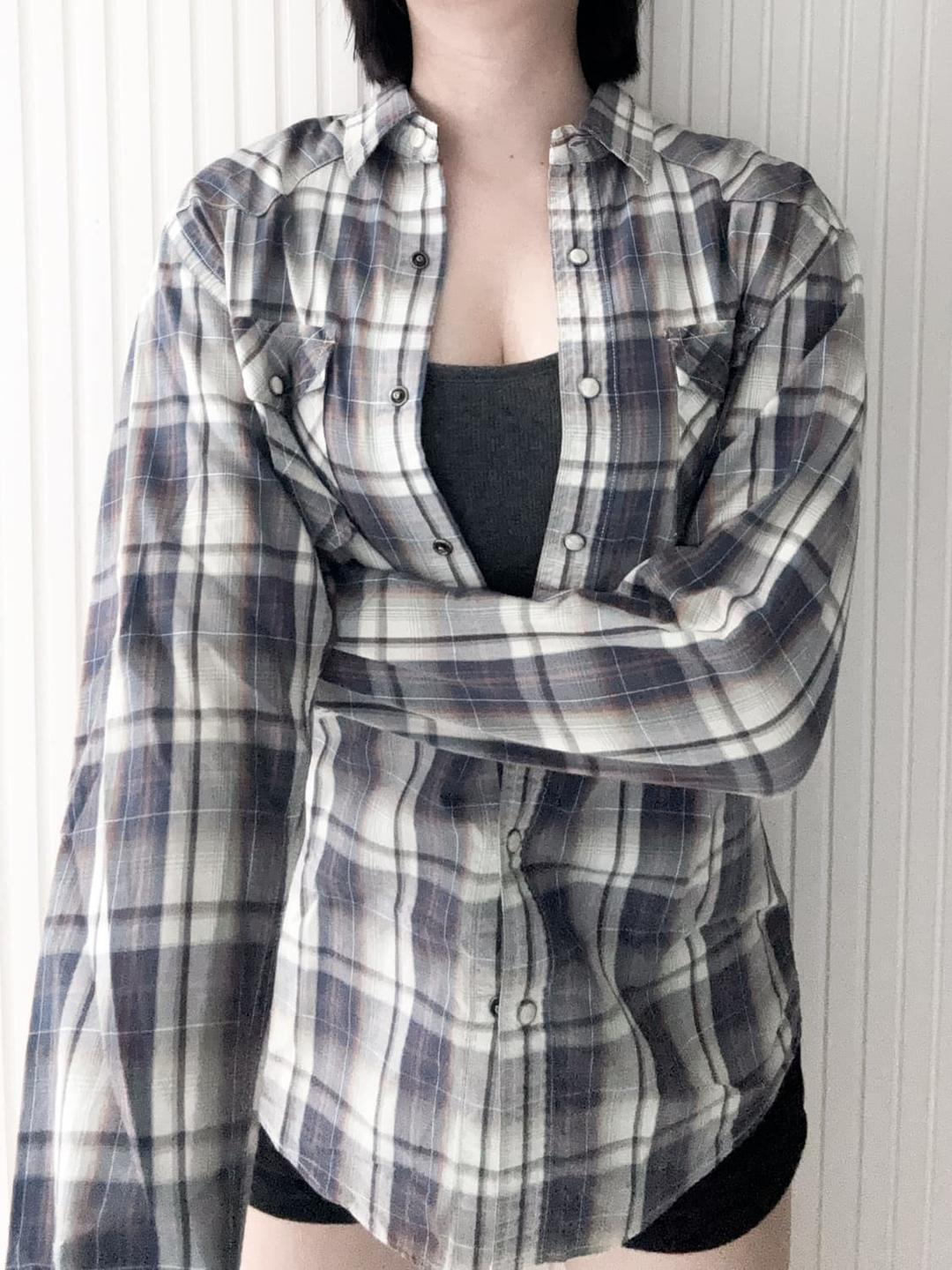 아메리칸 이글 그레이화이트핑크 체크 셔츠 | 후루츠패밀리