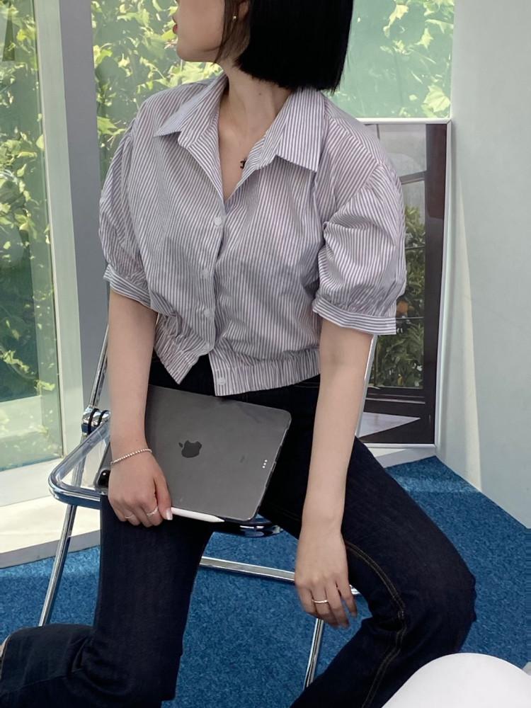 위드 크롭밴딩 반팔셔츠 2 color