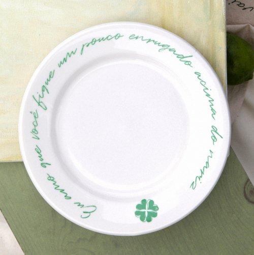 TBA 세라믹 그릇 원형접시 하트클로버 그린 003