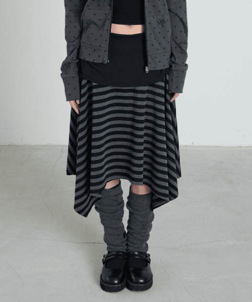 STRIPE SYMBOL UNBALANCED SKIRT
