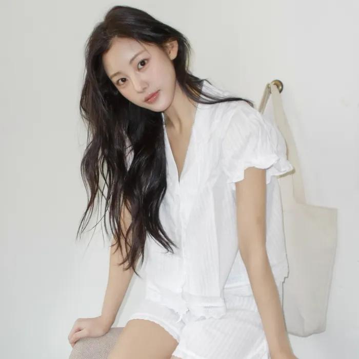 [SET] 023A 퓨어샌드 숏 슬리브 탑 & 쇼츠