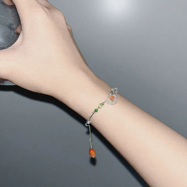 능소화 원석 매듭 끈 팔찌