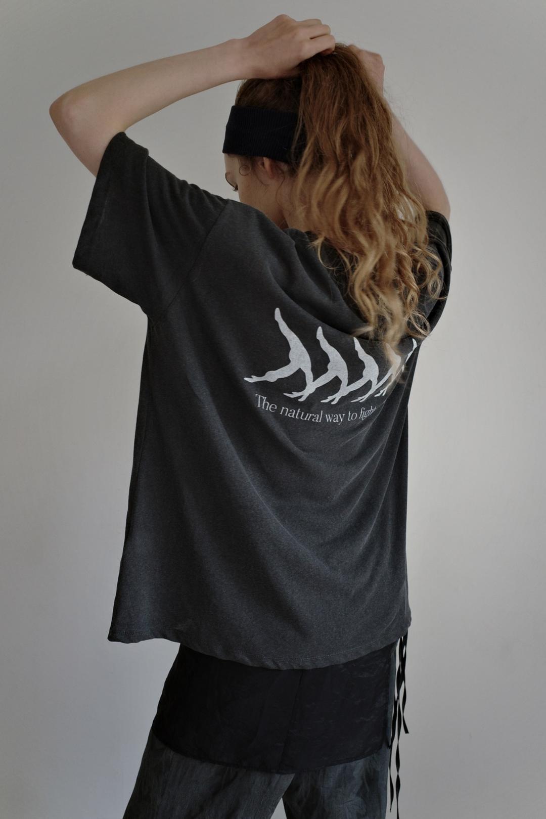 Natural high yoga club half t shirt, Charcoal