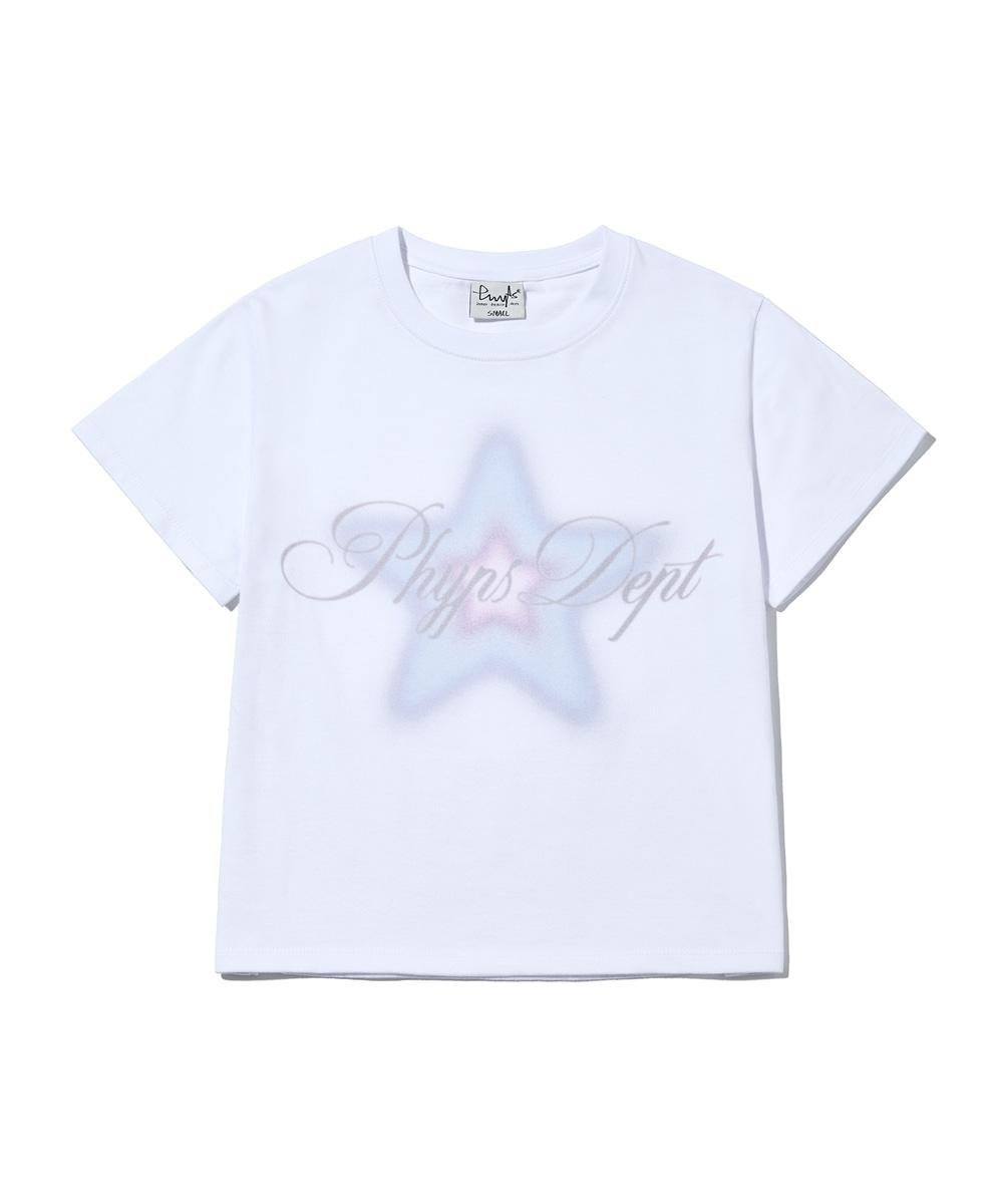 [프라이빗] 우먼즈 스타 스프레이 반팔티셔츠_화이트