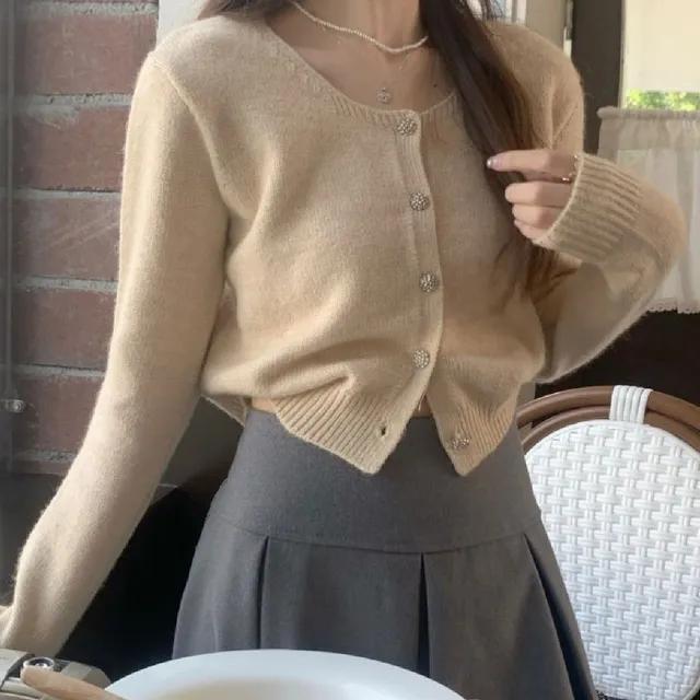 [당일배송] 츄 라운드 니트가디건 [봄가디건 라운드가디건 미니가디건 단추가디건 골지가디건 가디건 심플가디건 데일리가디건 베이직가디건 숏가디건 크롭가디건]