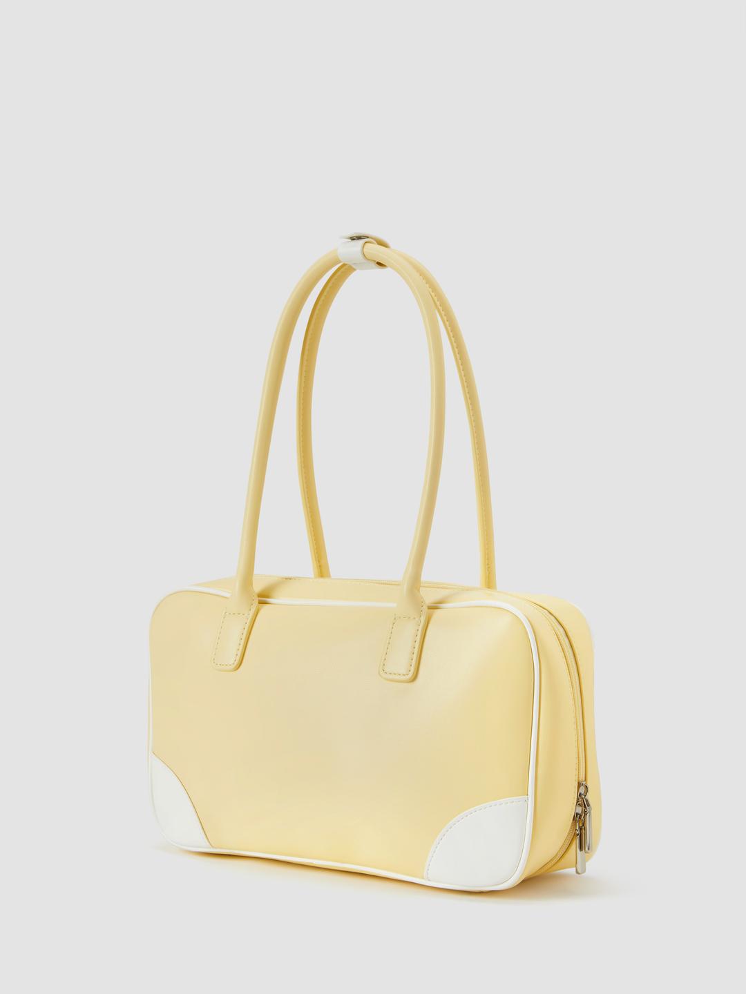 TWO-TONE SQUARE BOSTON SHOULDER BAG