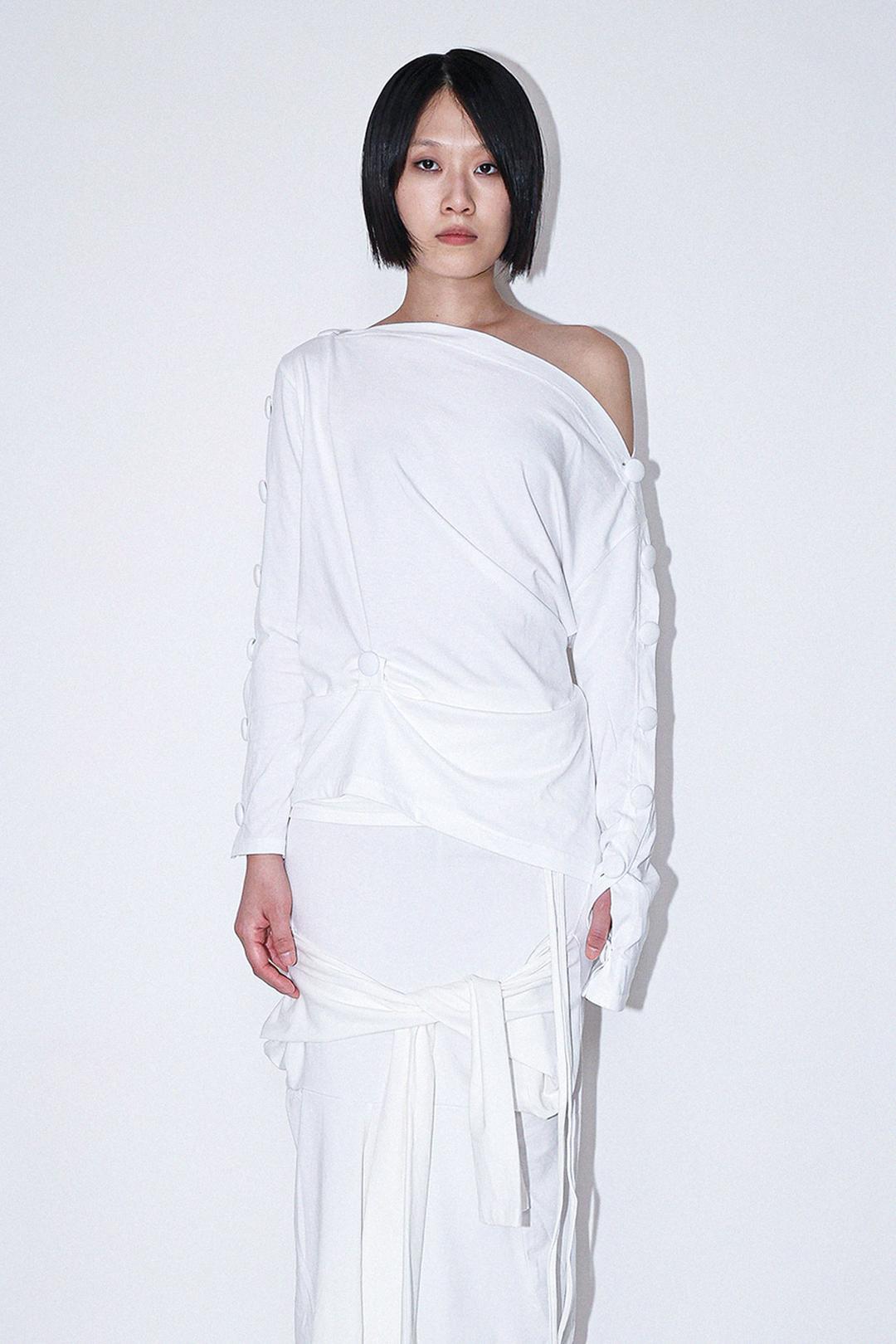 BUTTON LONG SLEEVE TOP_WHITE