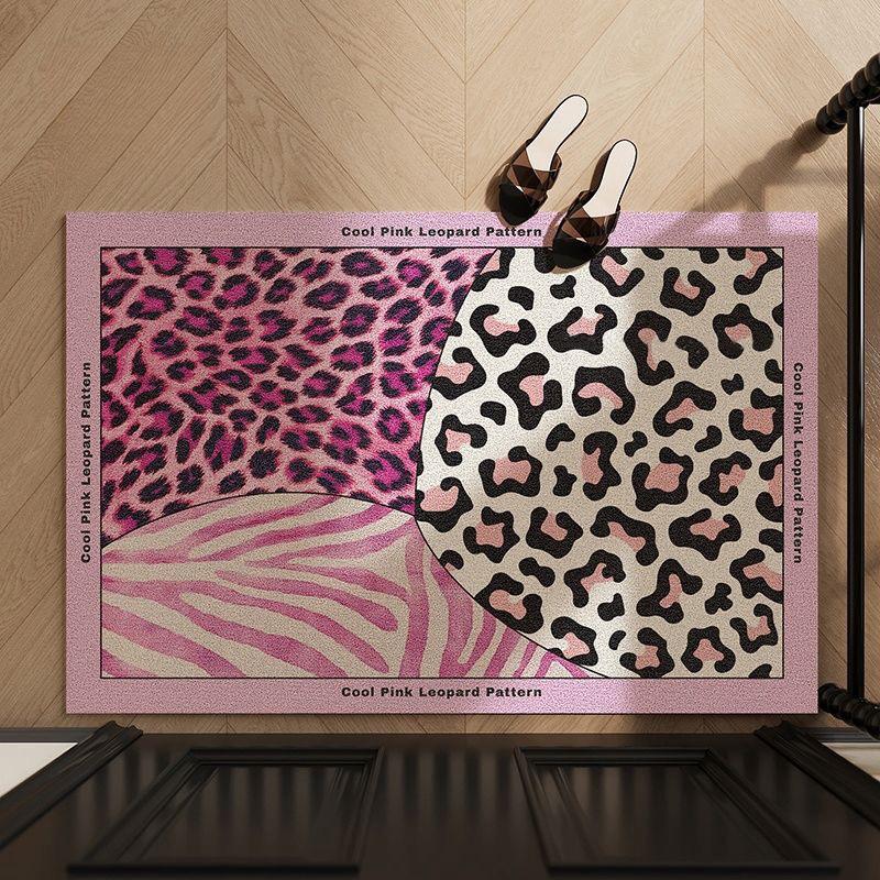 북유럽 핑크 레오파드 사파리 현관 출입문 코일 매트 사각 발매트