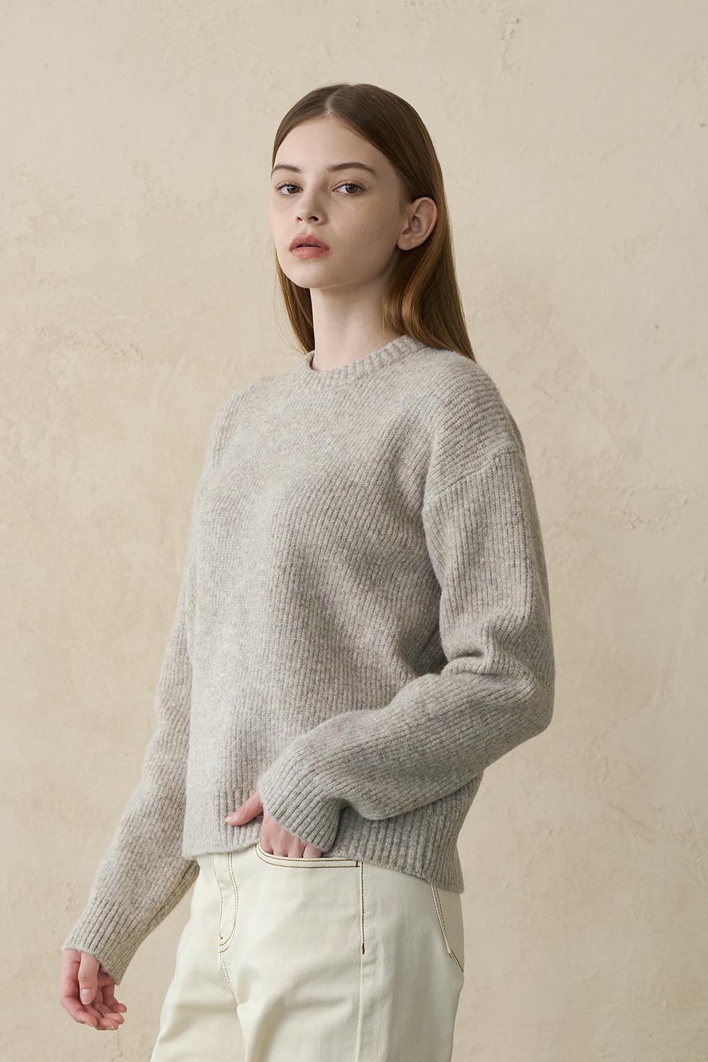 울 블랜디드 리브 니트_라이트 오트밀